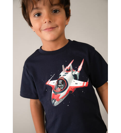 tričko s vesmírnou lodí 