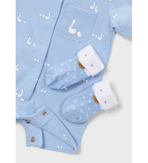 kojenecký letní overal, ponožky a slintáček v kompletu Mayoral 1727-81