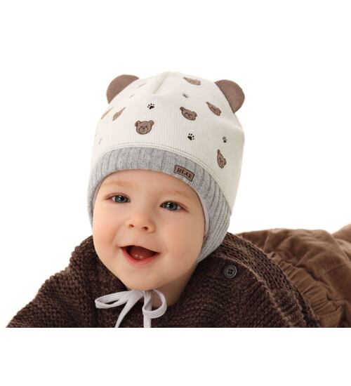 zimní čepice s oušky a medvídky pro miminko