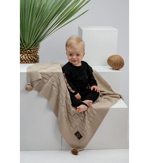 pletená dětská deka s bambusem béžová