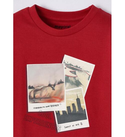 dětské červené triko s lentikulárním obrázkem Mayoral 4022-63