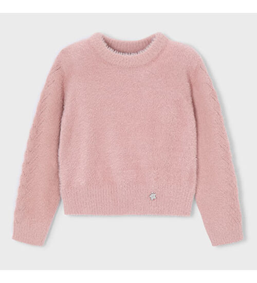 dětský chlupatý svetr růžový pudrový Mayoral 4307-72
