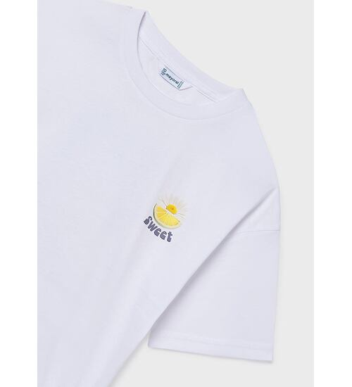 bílé letní triko s potiskem na zádech Mayoral 6011-16