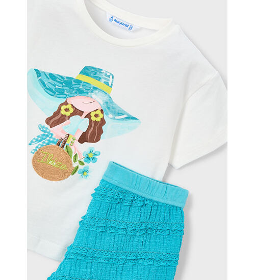dětské tričko s obrázkem a šortky s kanýrky Mayoral 3231-74