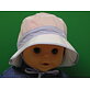 plátěný klobouček s vázáním s tmavě modrým lemem